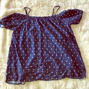 Blue Cold Shoulder Top